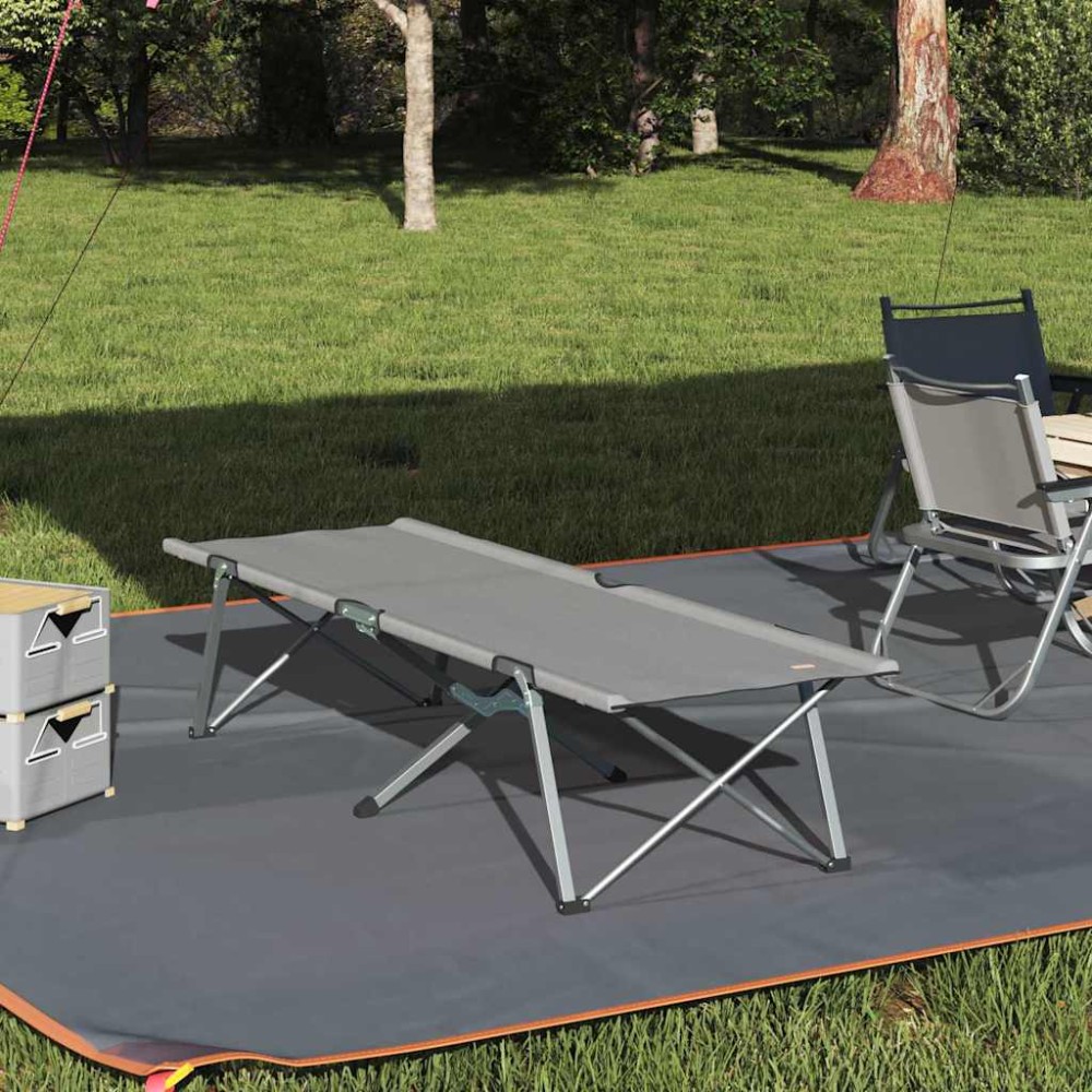 vidaXL Αναδιπλούμενο Κρεβάτι Κάμπινγκ Γκρι 194 x 62,5 x 42,5 εκ