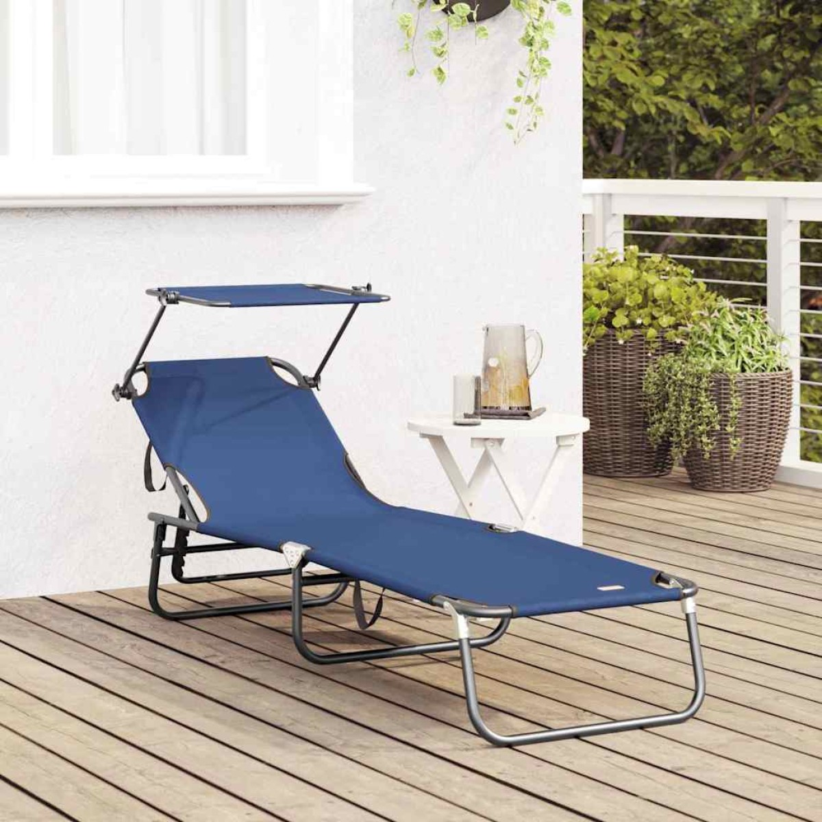 vidaXL Πτυσσόμενη ξαπλώστρα Μπλε 190 x 57 x 81 εκ. oxford
