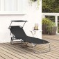 vidaXL Πτυσσόμενη ξαπλώστρα Μαύρο 190 x 57 x 81 εκ. oxford