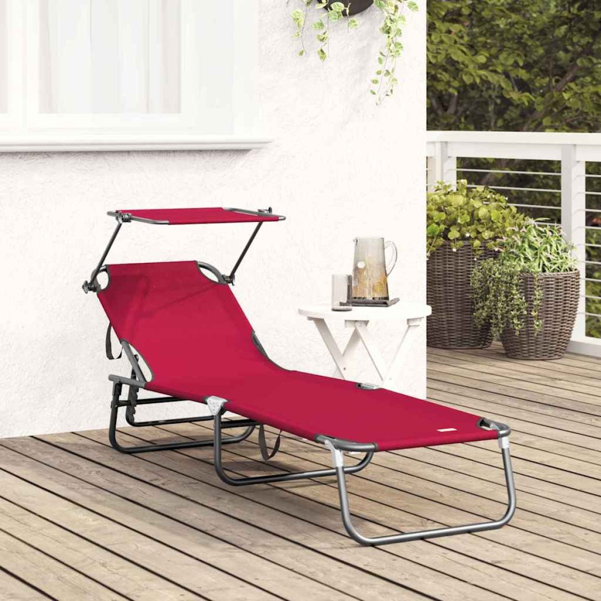 vidaXL Πτυσσόμενη ξαπλώστρα Κόκκινο 190 x 57 x 81 εκ. oxford