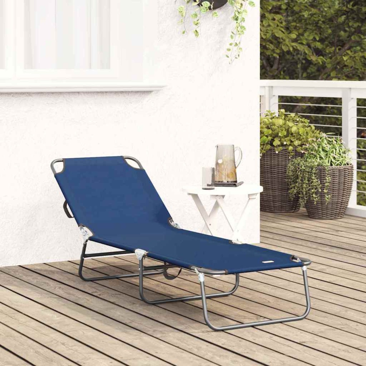 vidaXL Πτυσσόμενη ξαπλώστρα Μπλε 188 x 57 x 86,5 εκ. Πολυεστέρας