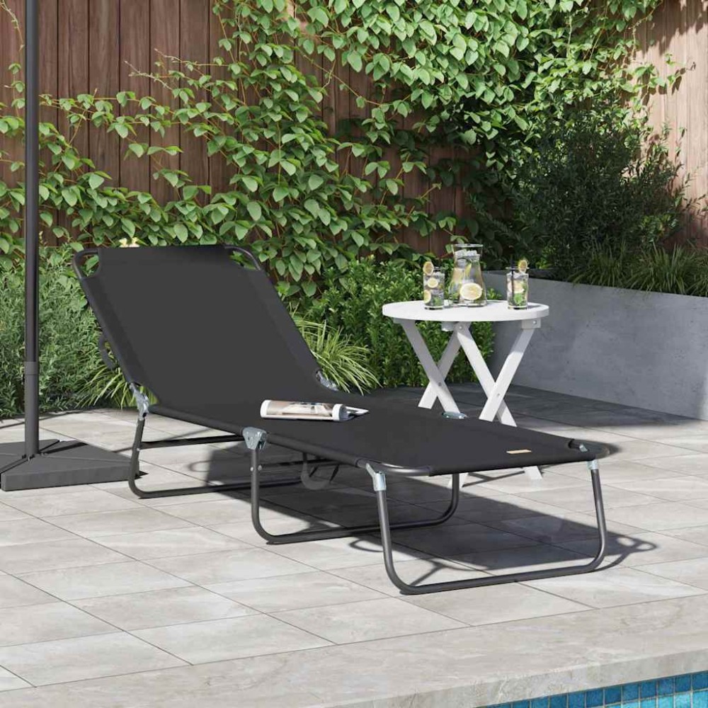 vidaXL Πτυσσόμενη ξαπλώστρα Μαύρο 188 x 57 x 86,5 εκ. Πολυεστέρας