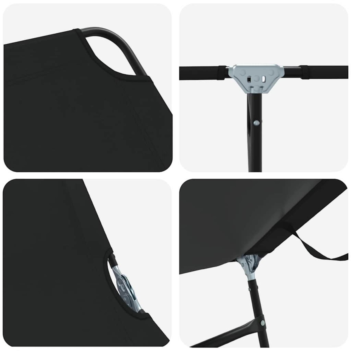 vidaXL Πτυσσόμενη ξαπλώστρα Μαύρο 188 x 57 x 86,5 εκ. Πολυεστέρας