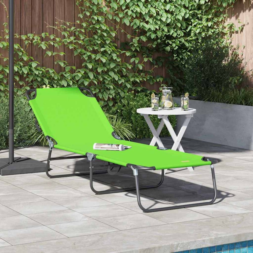 vidaXL Πτυσσόμενη ξαπλώστρα Πράσινο 188 x 57 x 86,5 εκ. Πολυεστέρας
