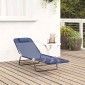 vidaXL Πτυσσόμενη ξαπλώστρα Σκούρο μπλε 182 x 55 x 85,5 εκ Textilene