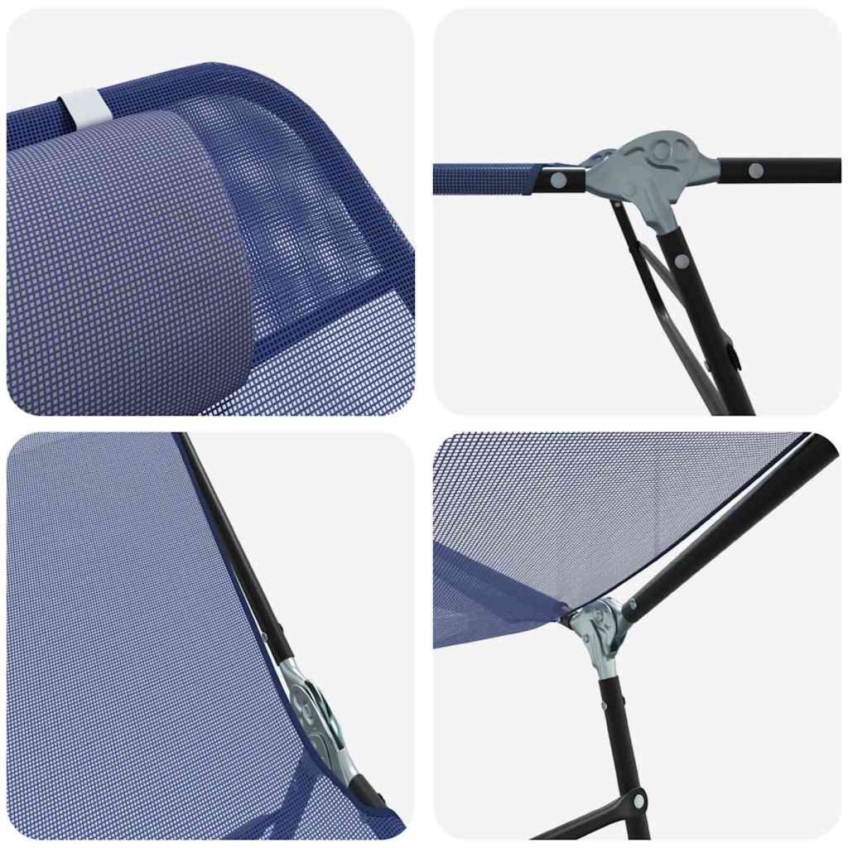vidaXL Πτυσσόμενη ξαπλώστρα Σκούρο μπλε 182 x 55 x 85,5 εκ Textilene