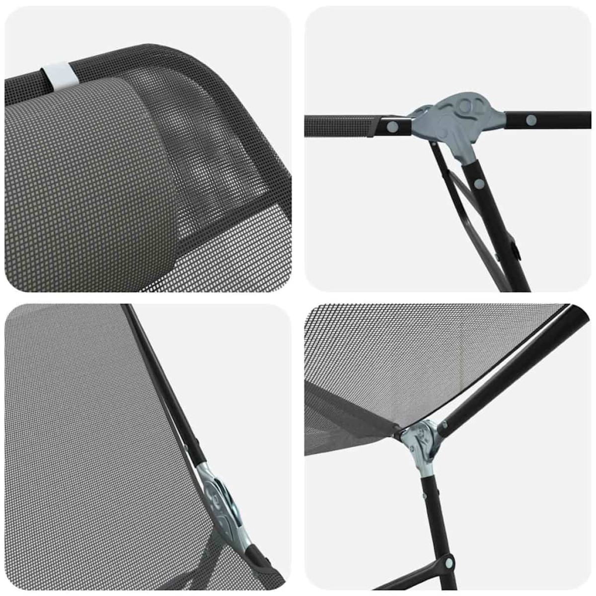vidaXL Πτυσσόμενη ξαπλώστρα Γκρι 182 x 55 x 85,5 εκ Textilene