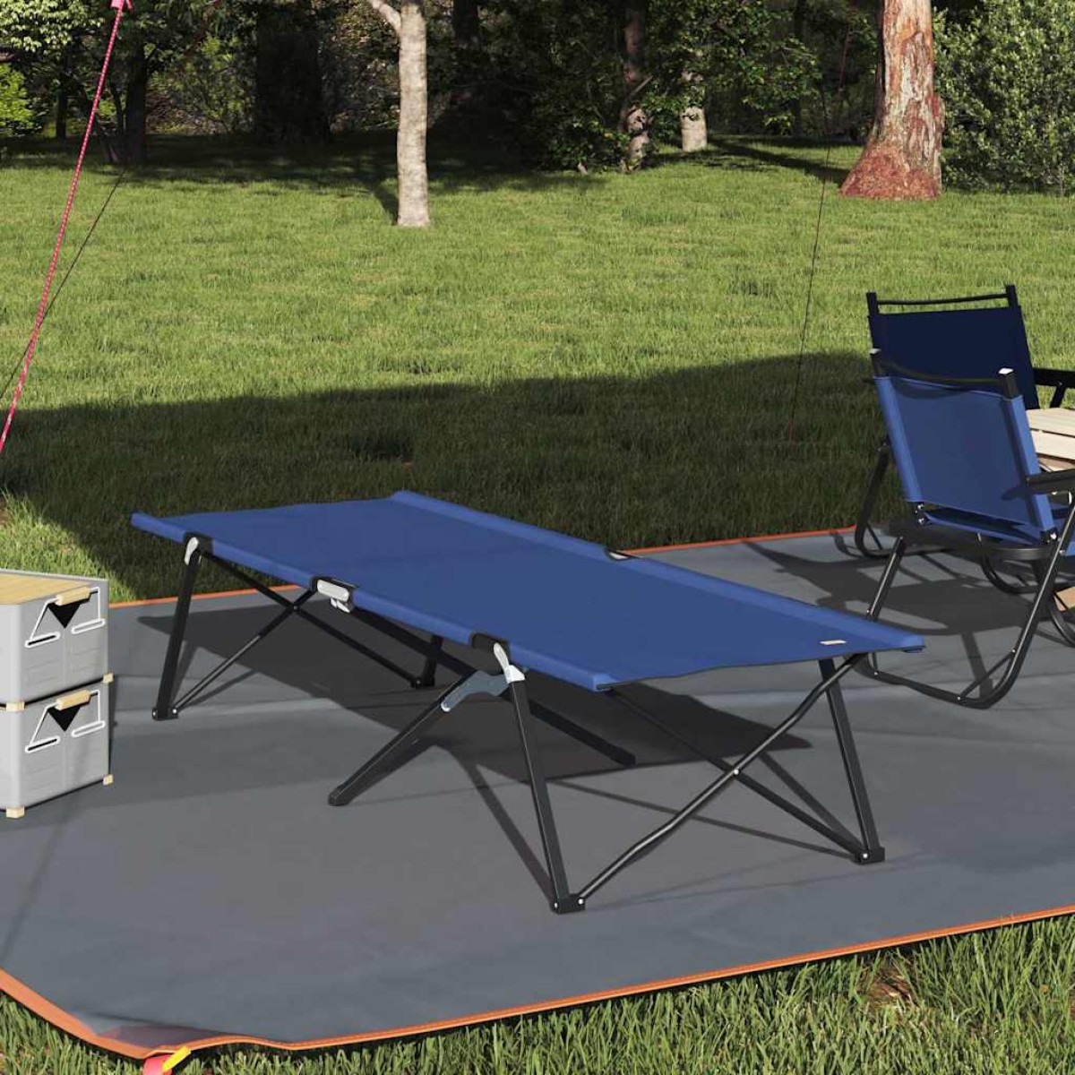 vidaXL Αναδιπλούμενο Κρεβάτι Κάμπινγκ Μπλε 206 x 76 x 74 εκ
