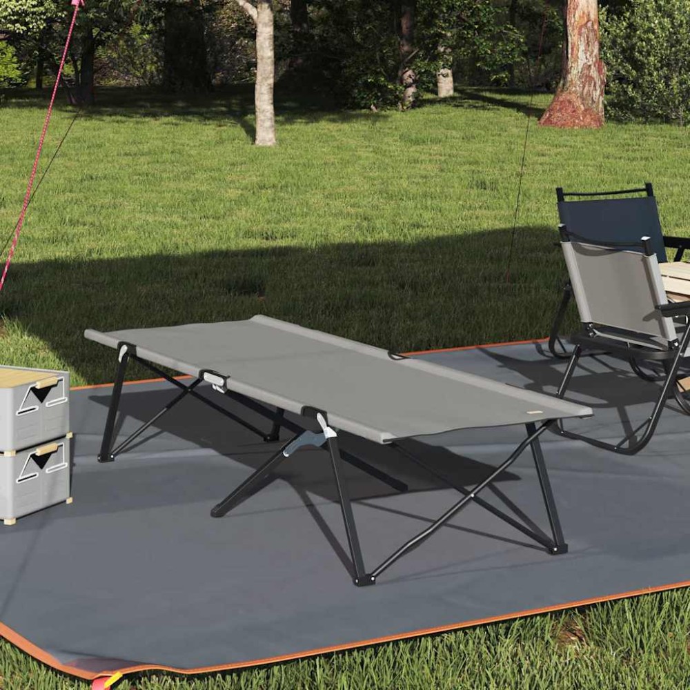 vidaXL Αναδιπλούμενο Κρεβάτι Κάμπινγκ Γκρι 206 x 76 x 74 εκ