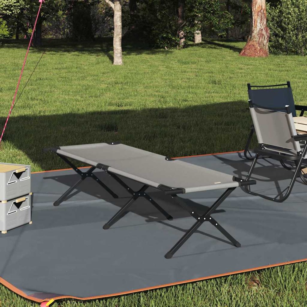 vidaXL Αναδιπλούμενο Κρεβάτι Κάμπινγκ Γκρι 193 x 69 x 45 εκ.