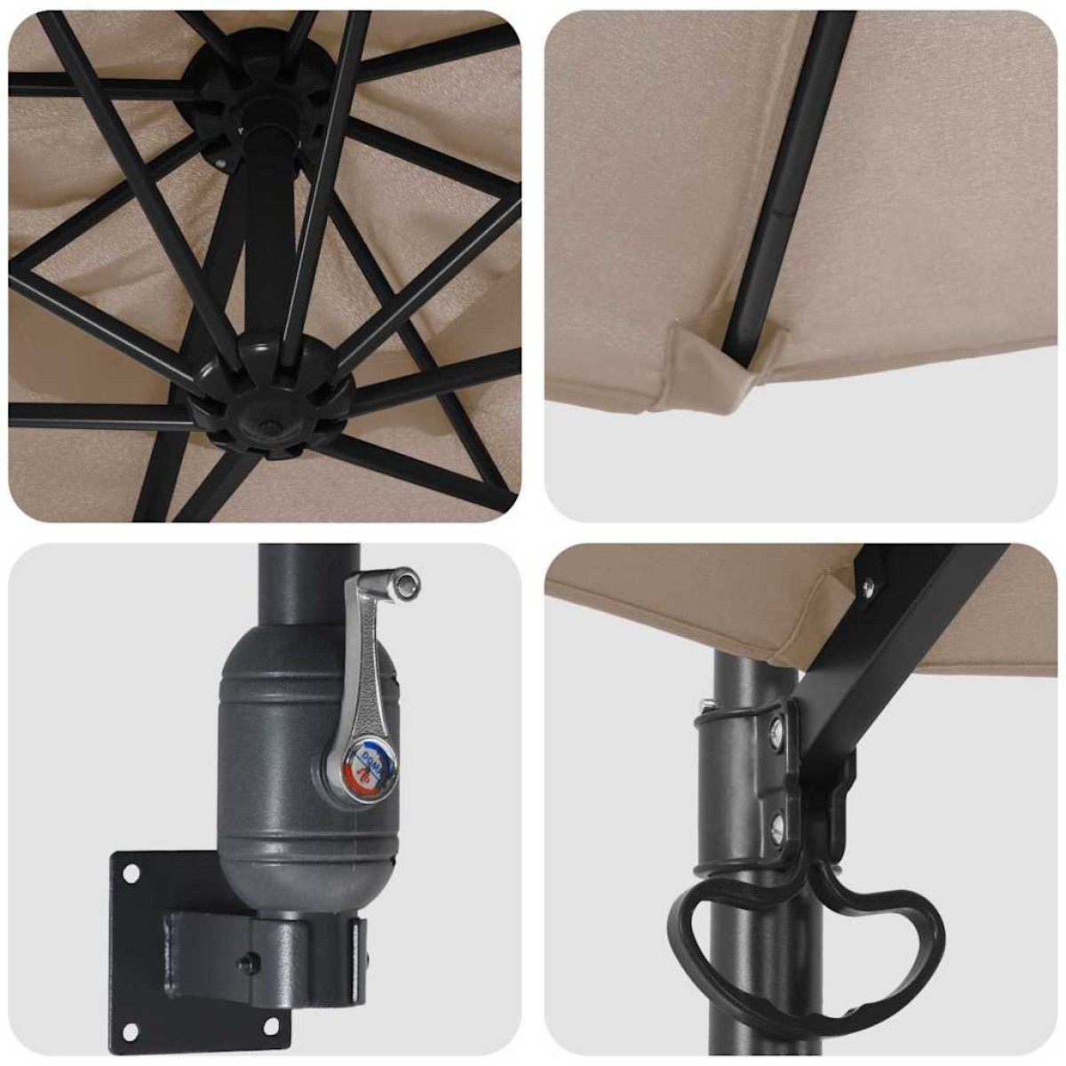 vidaXL Ομπρέλα Κήπου Taupe 248 x 248 x 148 εκ. Πολυεστέρας και Χάλυβας