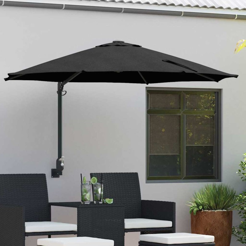 vidaXL Ομπρέλα Κήπου Μαύρο 248 x 248 x 148 εκ. Πολυεστέρας και Χάλυβας