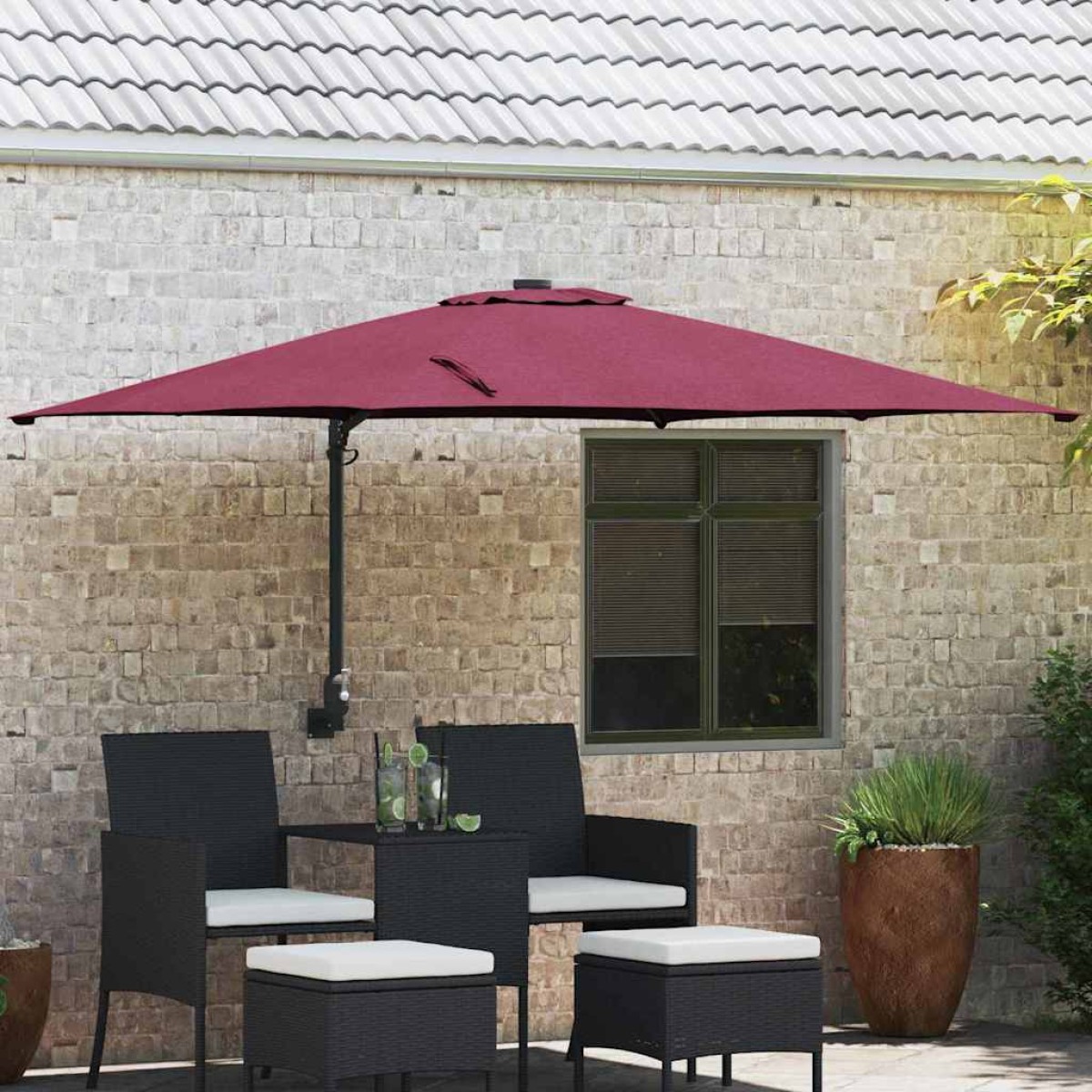 vidaXL Ομπρέλα Κήπου Βεραμάν Κόκκινο 248,5 x 247,5 x 160 εκ.