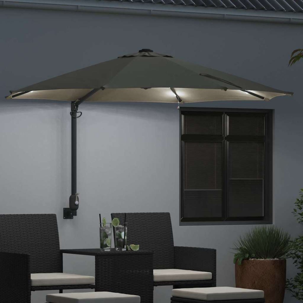 vidaXL Ομπρέλα Κήπου Άμμος 248 x 248 x 148 εκ. Πολυεστέρας και Χάλυβας