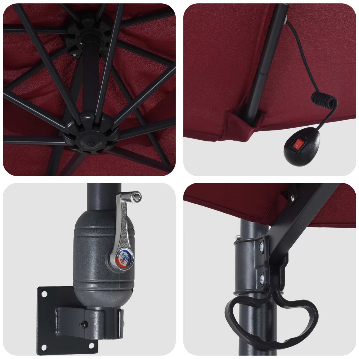 vidaXL Ομπρέλα Κήπου Βεραμάν Κόκκινο 248 x 248 x 148 εκ.