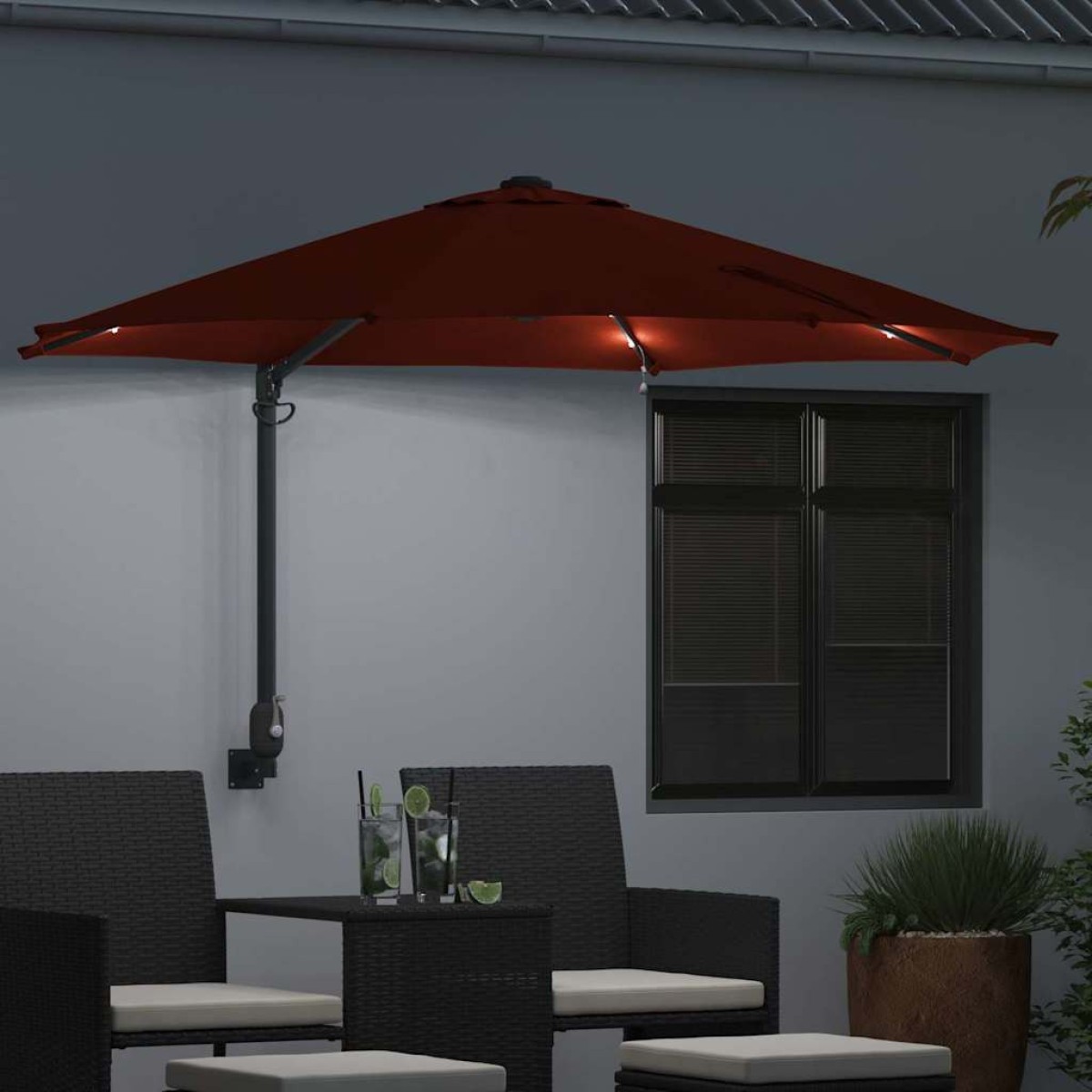 vidaXL Ομπρέλα Κήπου με φώτα λωρίδας LED Τερακότα 248 x 248 x 148 εκ.