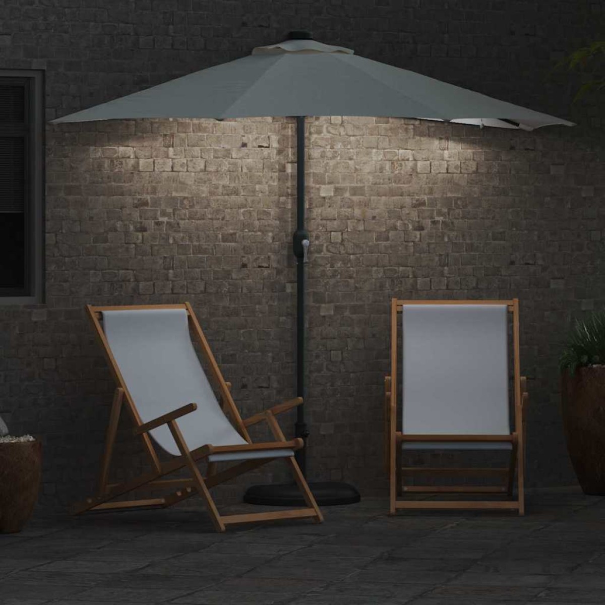 vidaXL Ομπρέλα Κήπου Άμμος 294 x 150 x 223 εκ Πολυεστέρας και Χάλυβας