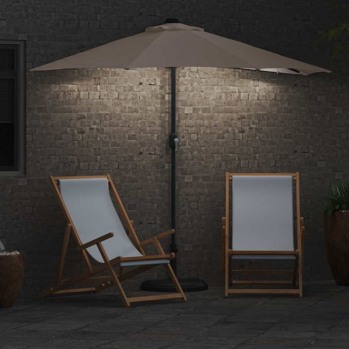 vidaXL Ομπρέλα Κήπου Taupe 294 x 150 x 223 εκ Πολυεστέρας και Χάλυβας