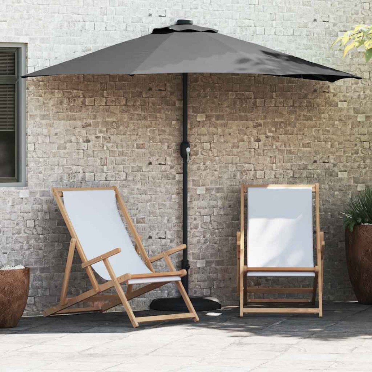 vidaXL Ομπρέλα Κήπου Ανθρακί 294 x 150 x 224 εκ