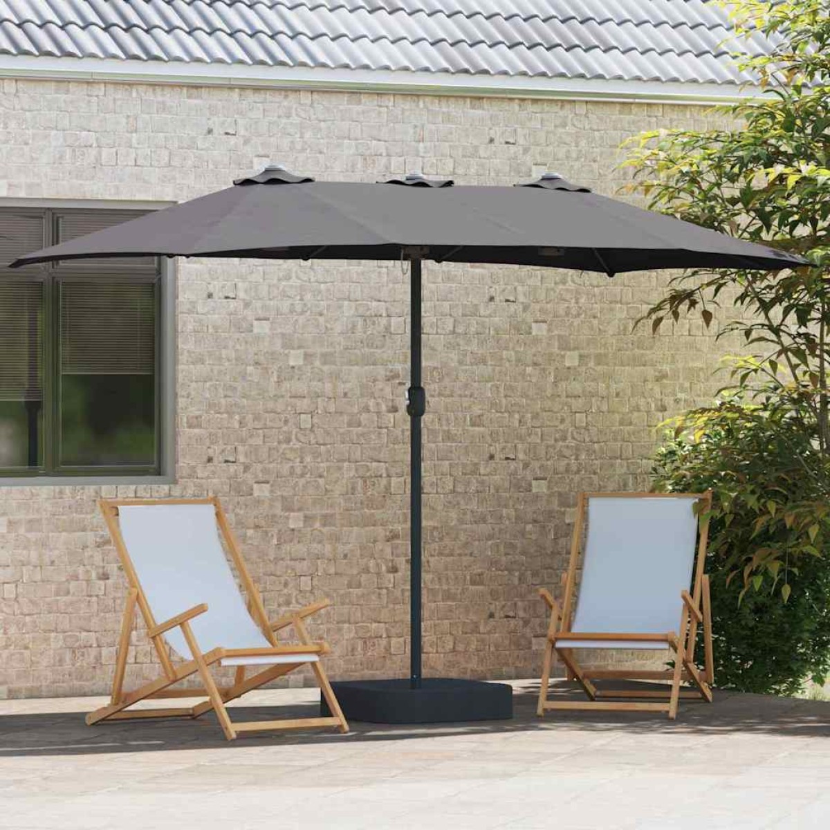 vidaXL Ομπρέλα Κήπου Ανθρακί 385 x 209 x 244 εκατοστά
