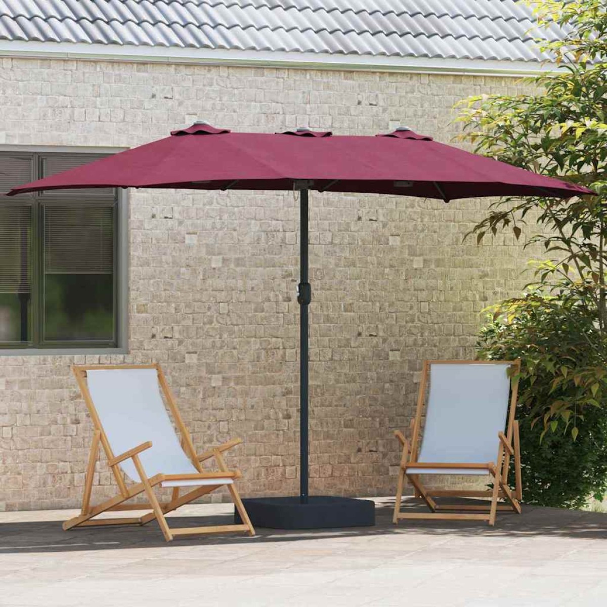 vidaXL Ομπρέλα Κήπου Βεραμάν Κόκκινο 385 x 209 x 244 εκατοστά