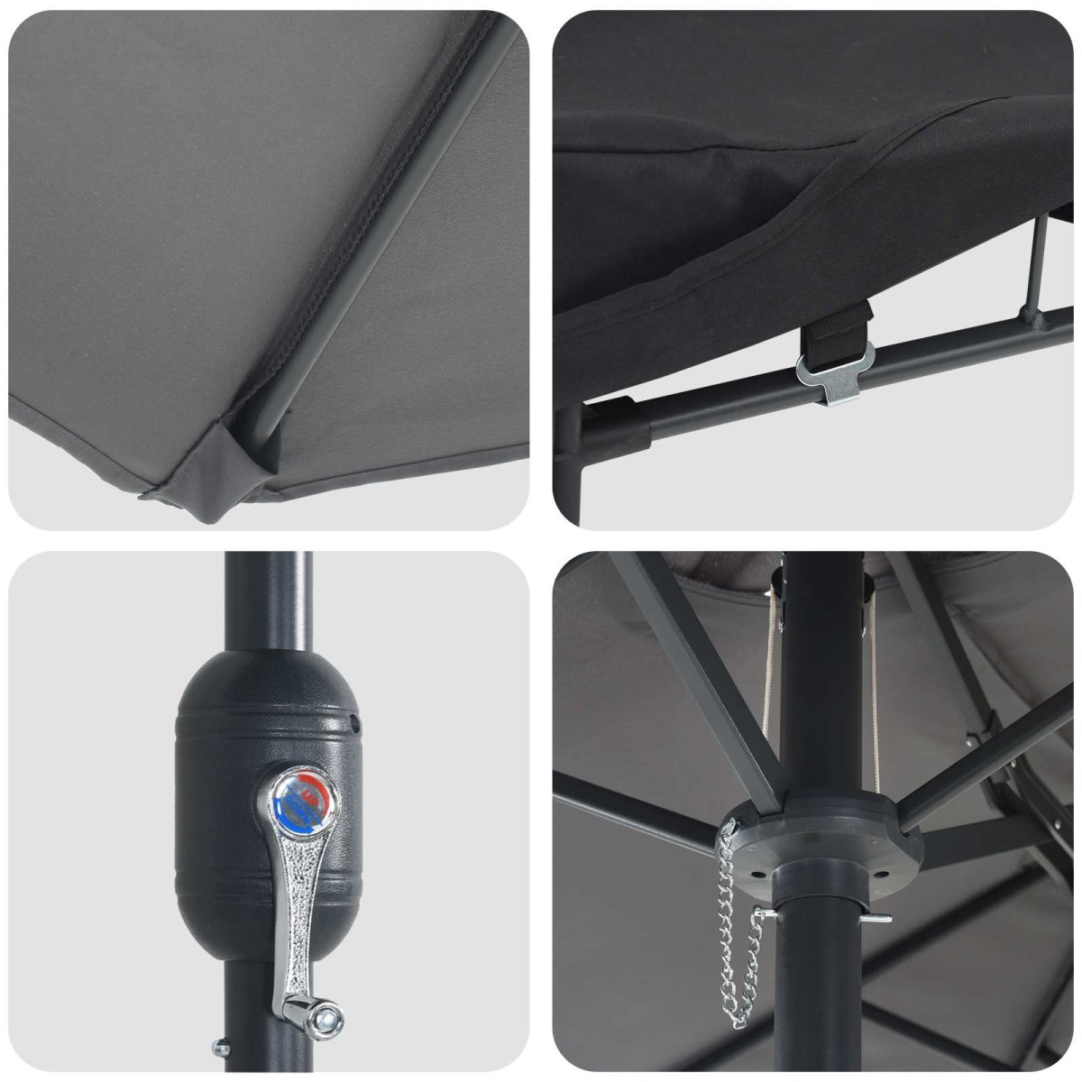 vidaXL Ομπρέλα Κήπου Ανθρακί 385 x 209 x 244 εκατοστά Πολυεστέρας
