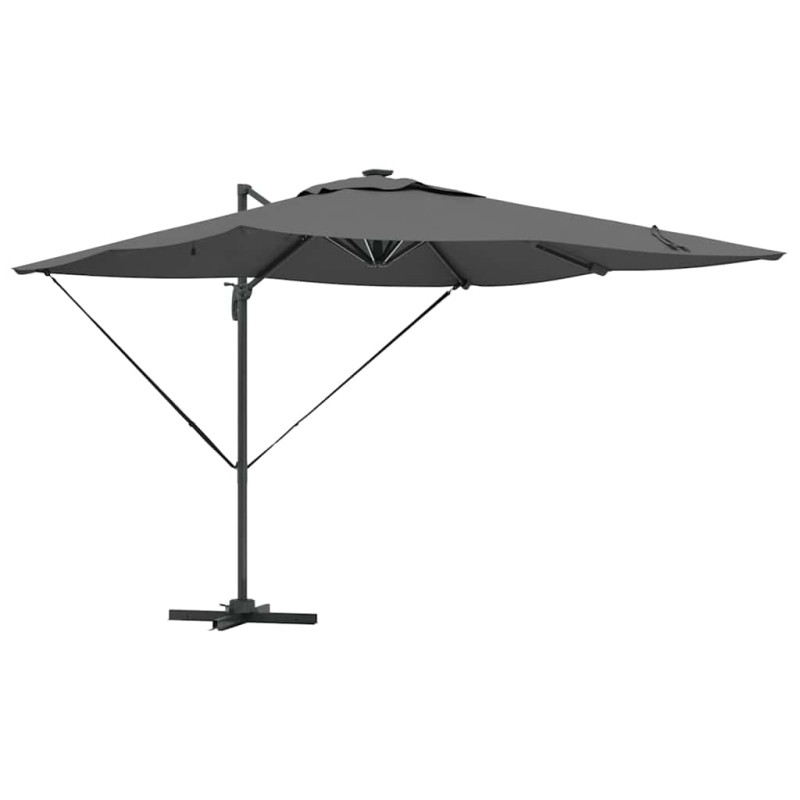 vidaXL Ομπρέλα ηλίου με φώτα λωρίδας LED Ανθρακί 286 x 284 x 270 εκ