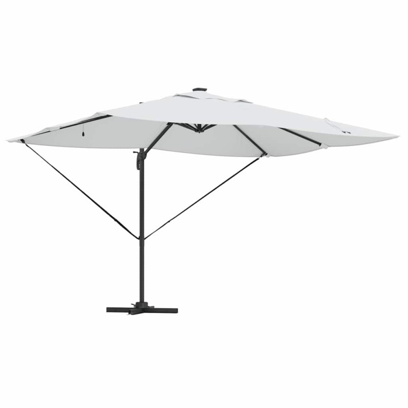 vidaXL Ομπρέλα ηλίου με φώτα λωρίδας LED Άμμος 352 x 251 x 265 εκ.