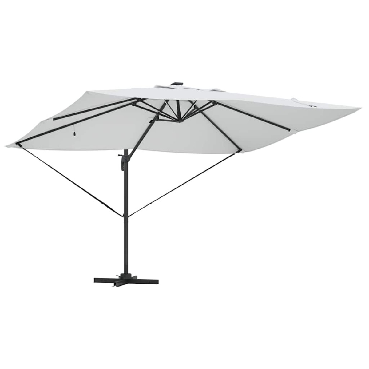 vidaXL Ομπρέλα ηλίου με φώτα λωρίδας LED Άμμος 352 x 251 x 265 εκ.