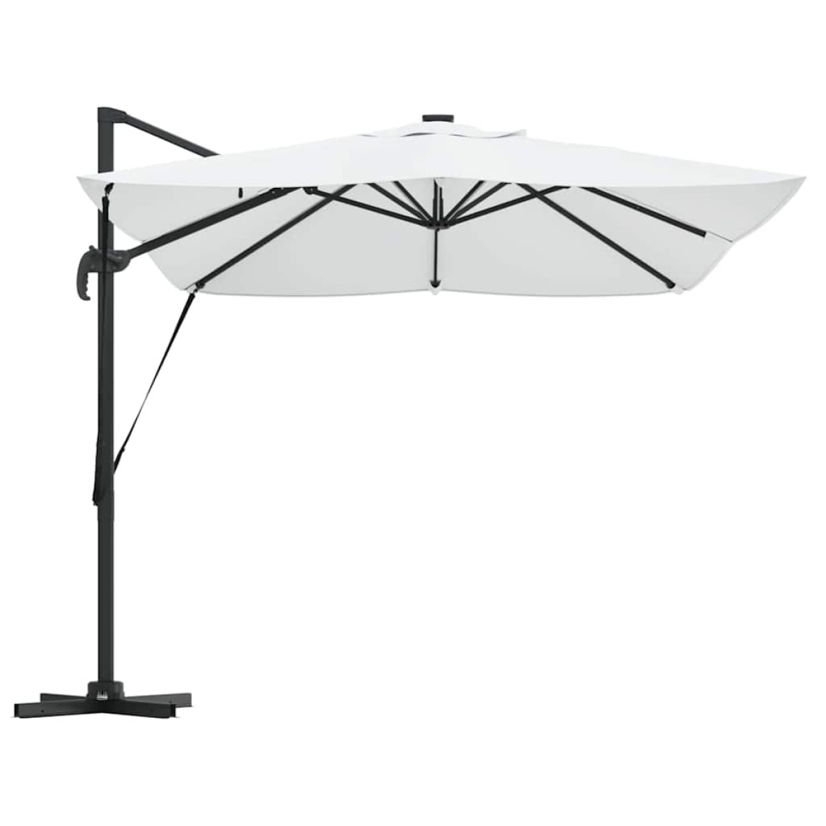 vidaXL Ομπρέλα ηλίου με φώτα λωρίδας LED Άμμος 352 x 251 x 265 εκ.
