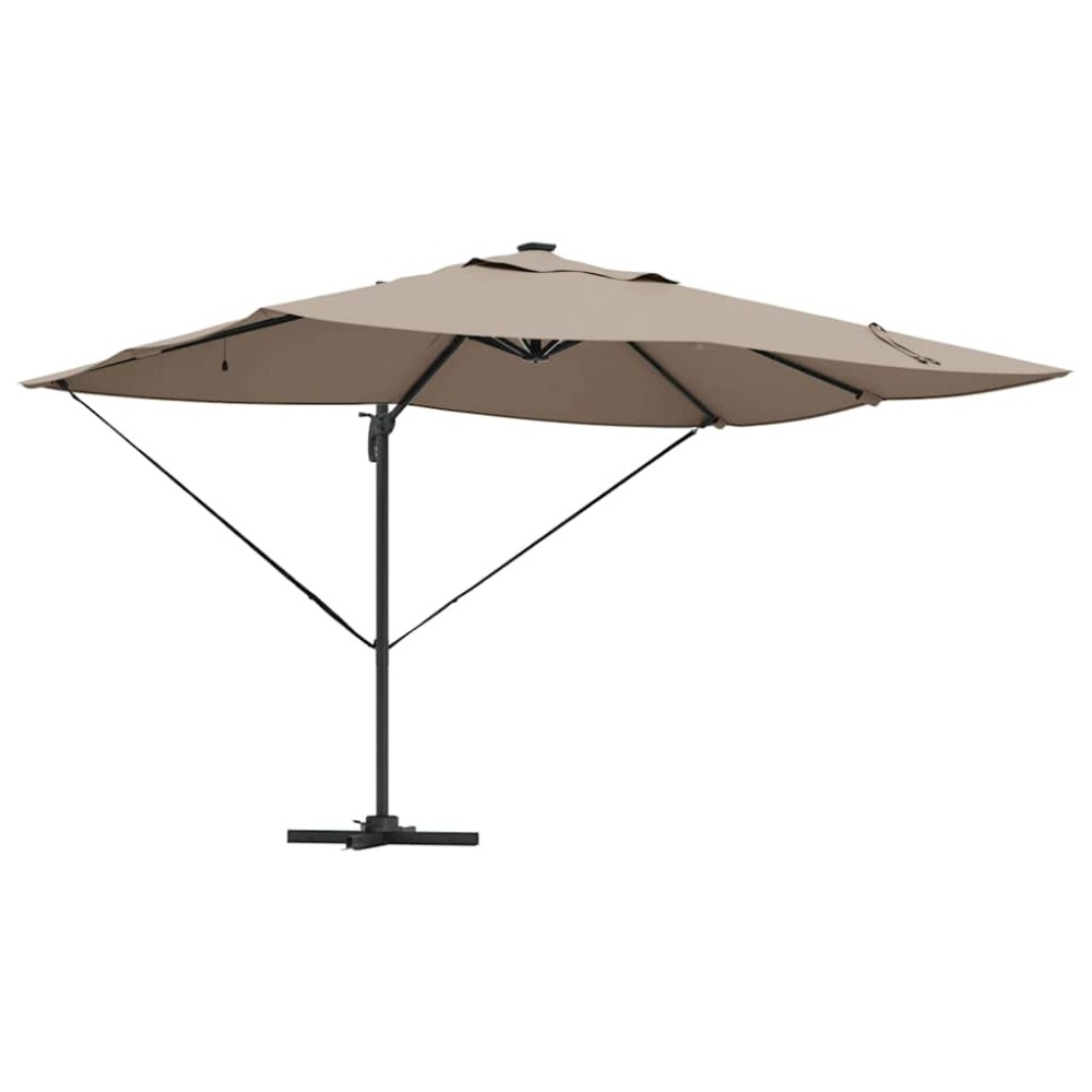 vidaXL Ομπρέλα ηλίου με φώτα λωρίδας LED Taupe 352 x 251 x 265 εκ.