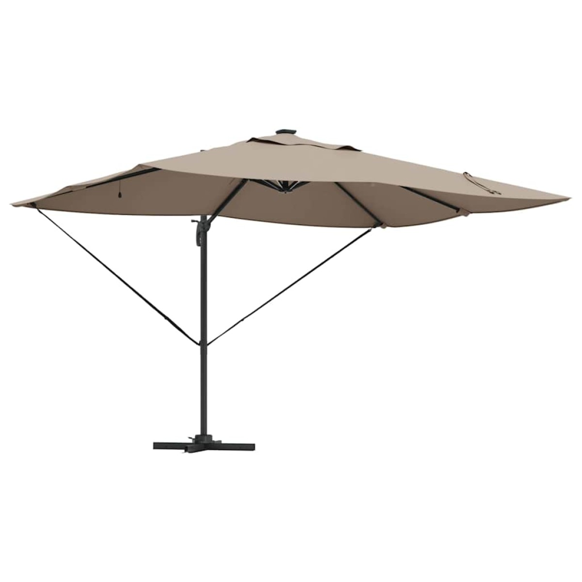 vidaXL Ομπρέλα ηλίου με φώτα λωρίδας LED Taupe 352 x 251 x 265 εκ.