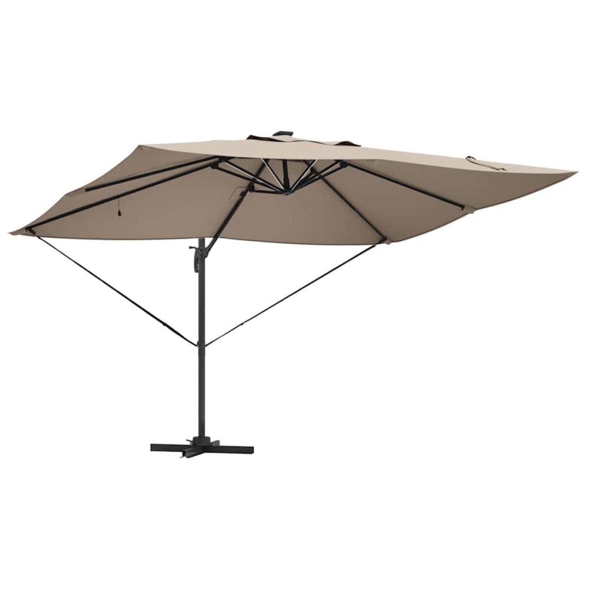 vidaXL Ομπρέλα ηλίου με φώτα λωρίδας LED Taupe 352 x 251 x 265 εκ.