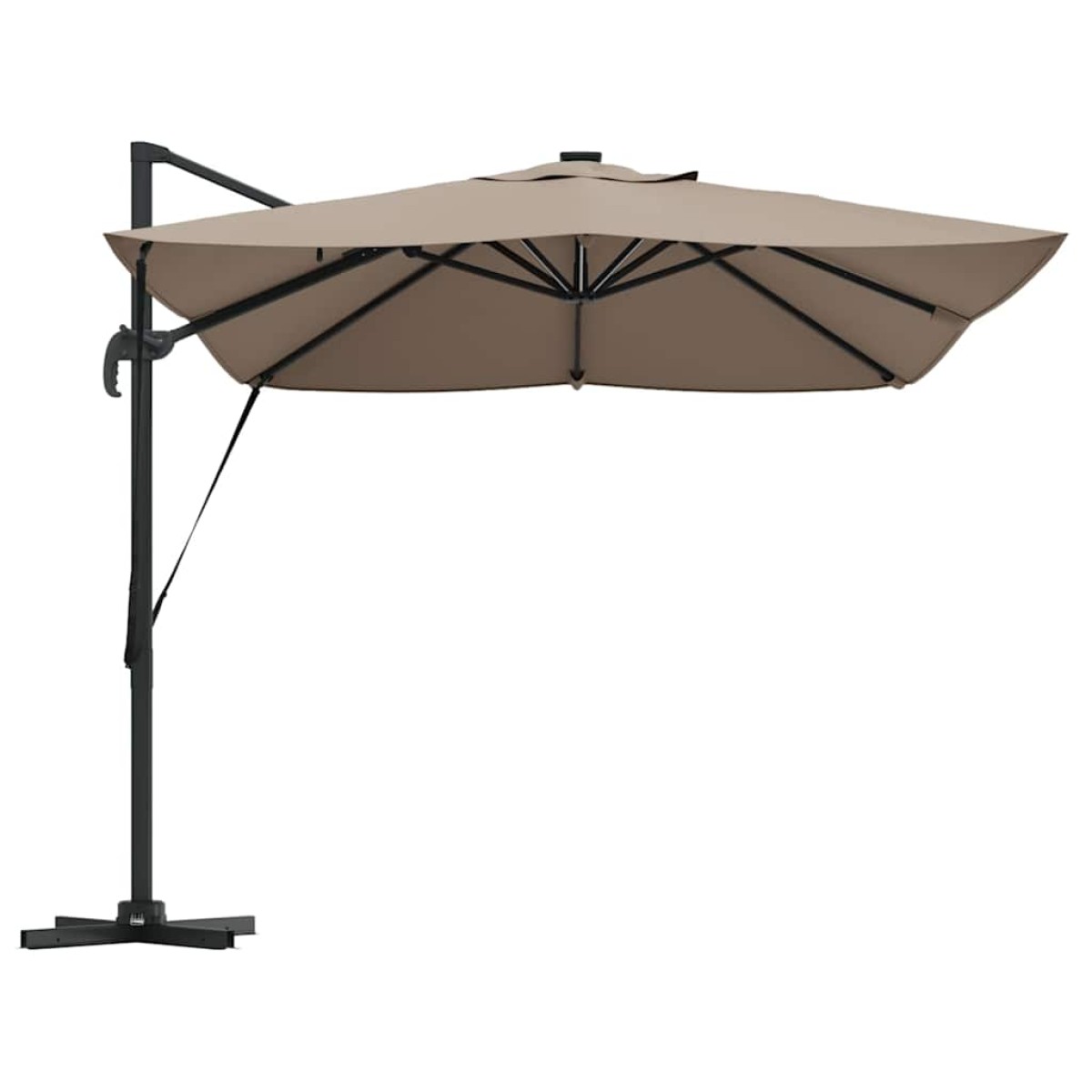 vidaXL Ομπρέλα ηλίου με φώτα λωρίδας LED Taupe 352 x 251 x 265 εκ.