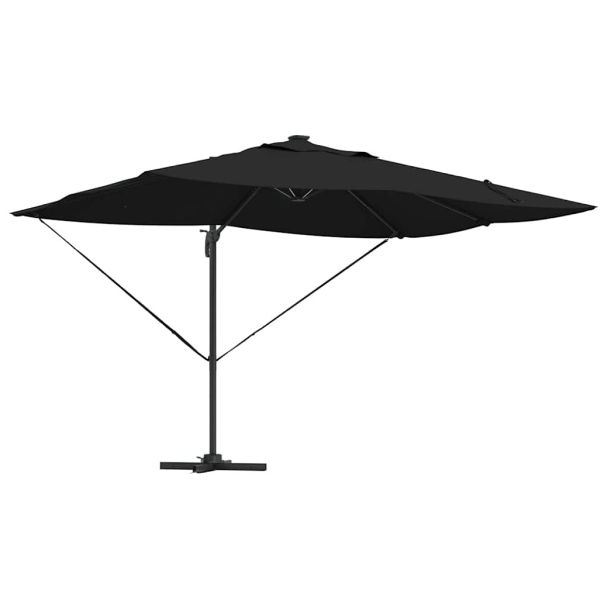 vidaXL Ομπρέλα ηλίου με φώτα λωρίδας LED Μαύρο 352 x 251 x 265 εκ.