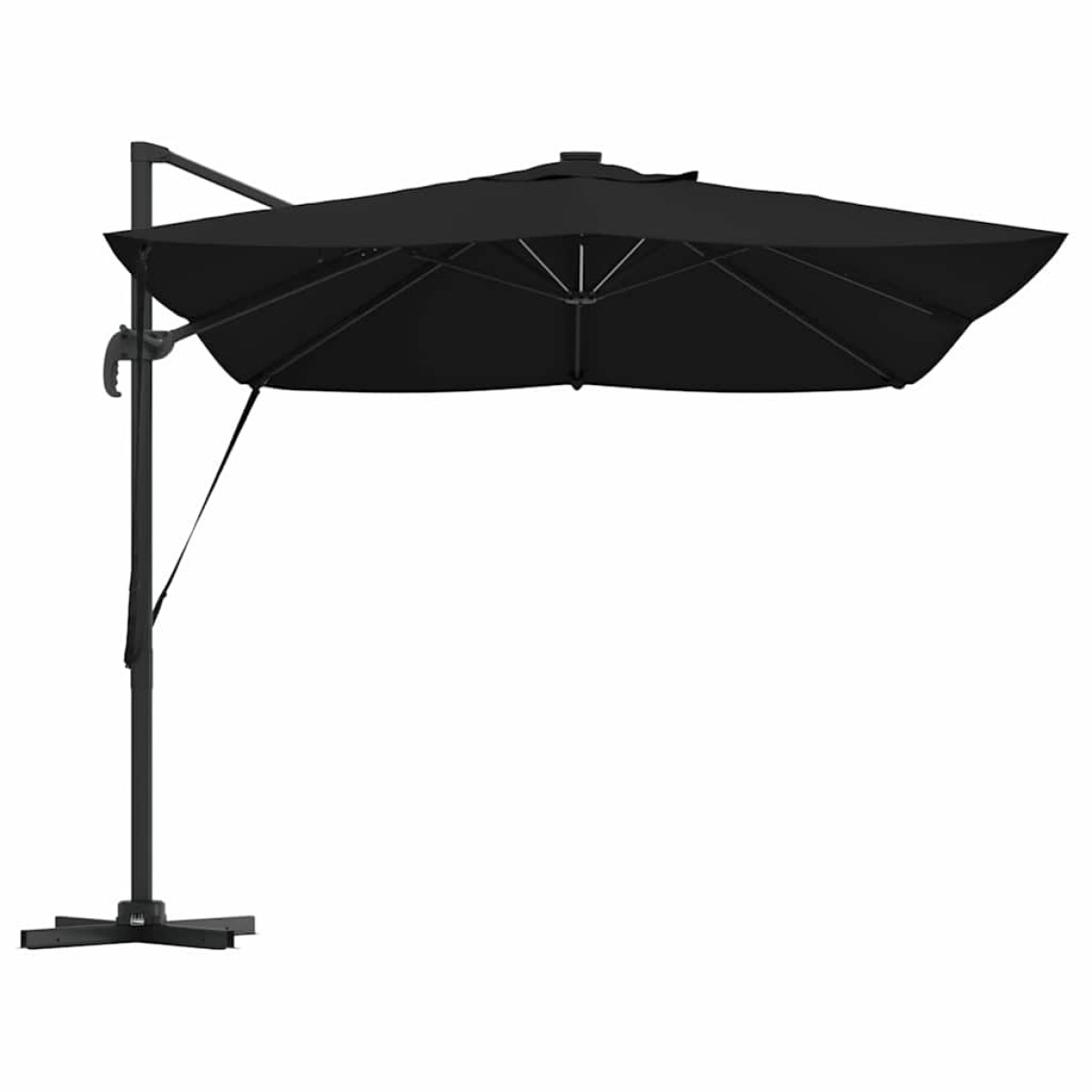 vidaXL Ομπρέλα ηλίου με φώτα λωρίδας LED Μαύρο 352 x 251 x 265 εκ.