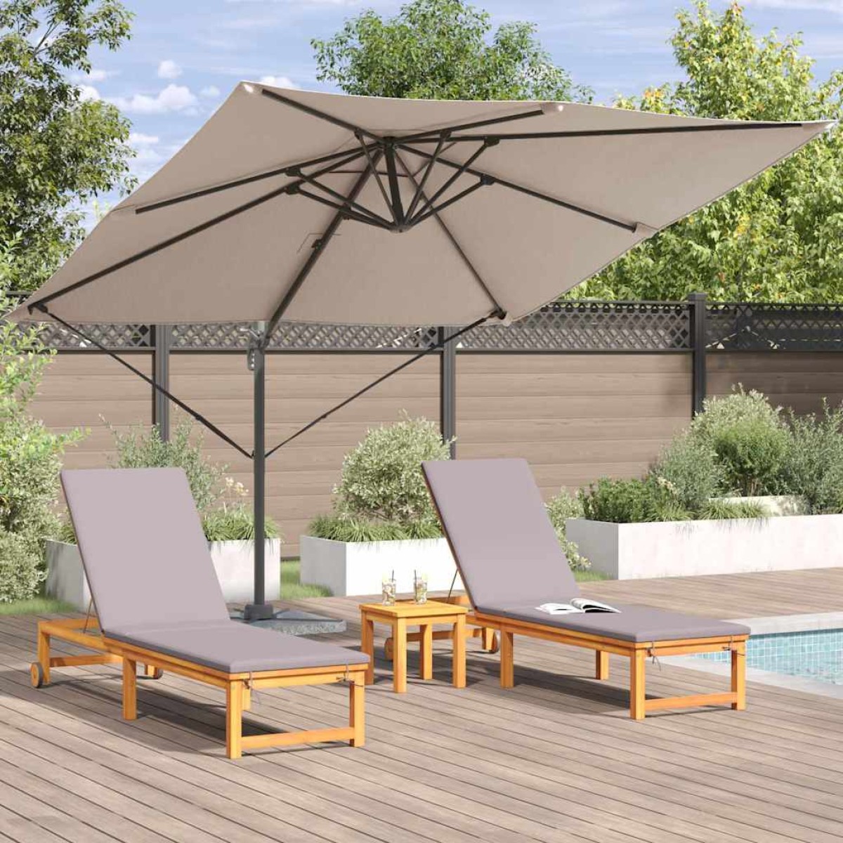 vidaXL Ρώμη Ομπρέλα Taupe 286 x 284 x 265 εκ Αλουμίνιο και Πολυεστέρας