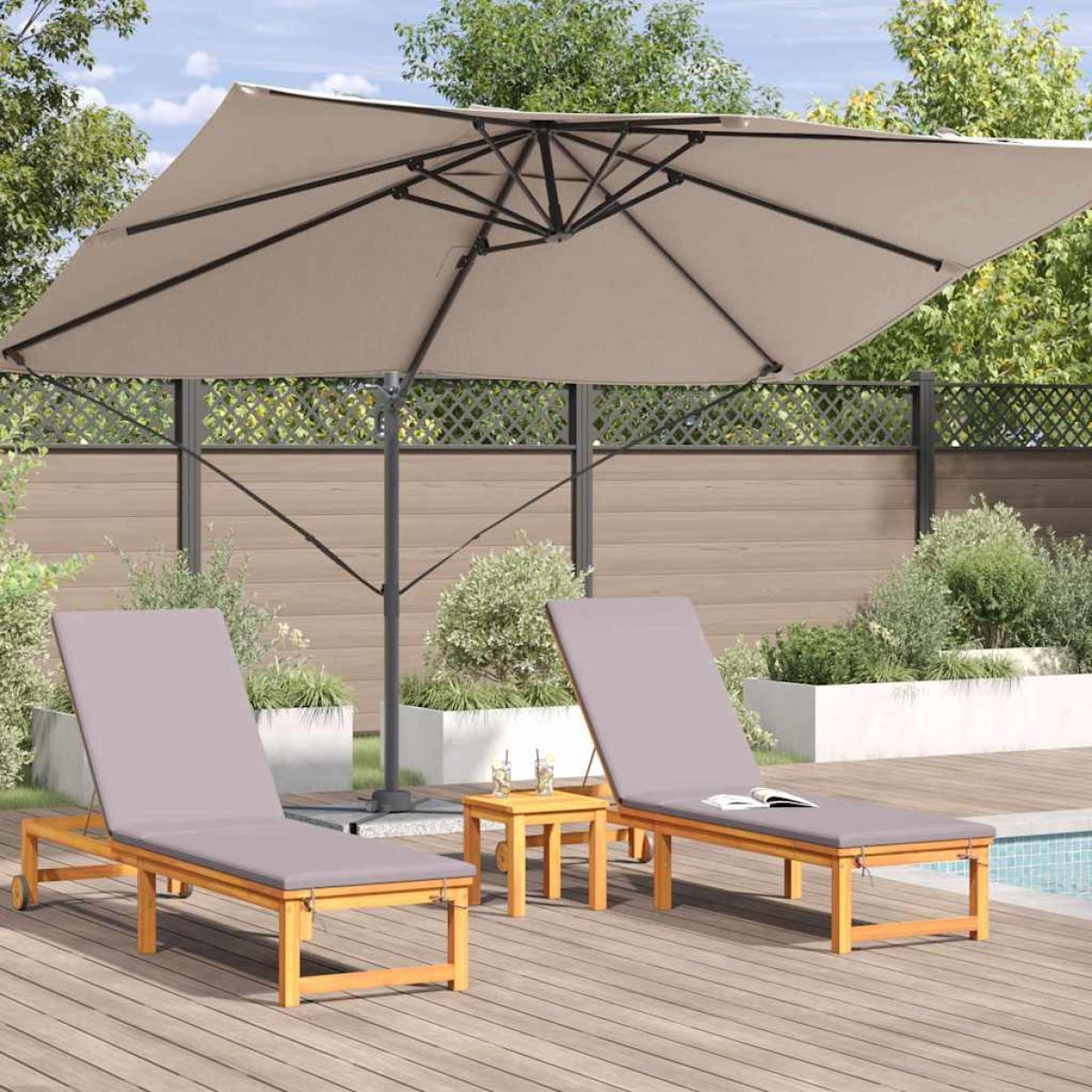vidaXL Ομπρέλα ηλίου Taupe 351 x 250 x 260 εκ