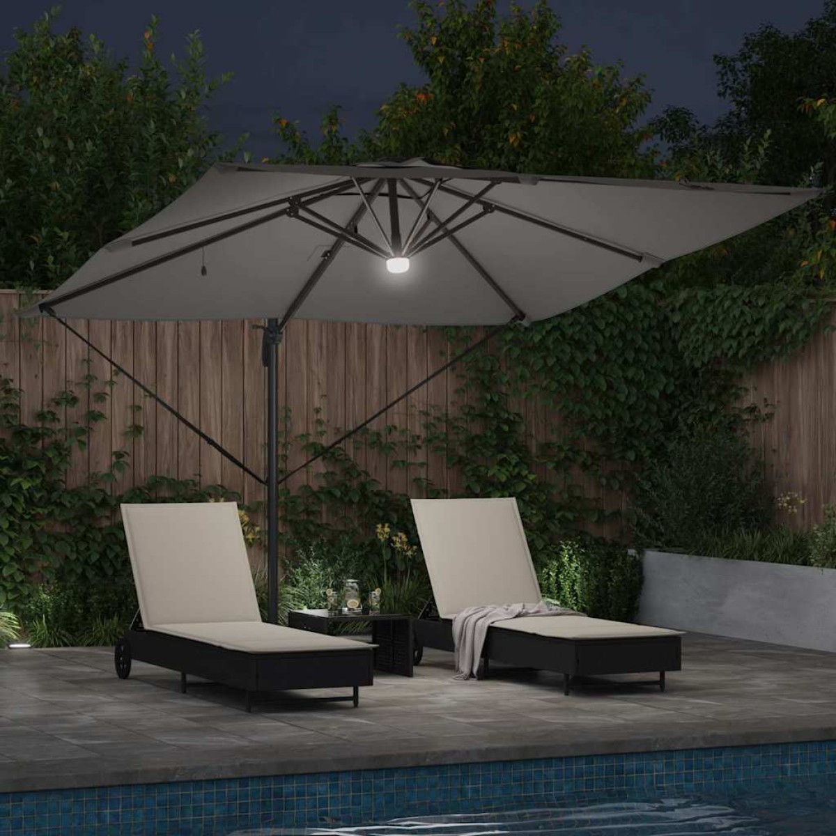 vidaXL Ρώμη Ομπρέλα με φώτα λωρίδας LED Ανθρακί 286 x 284 x 270 εκ