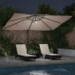 vidaXL Ομπρέλα ηλίου με φώτα λωρίδας LED Taupe 351 x 250 x 253 εκ