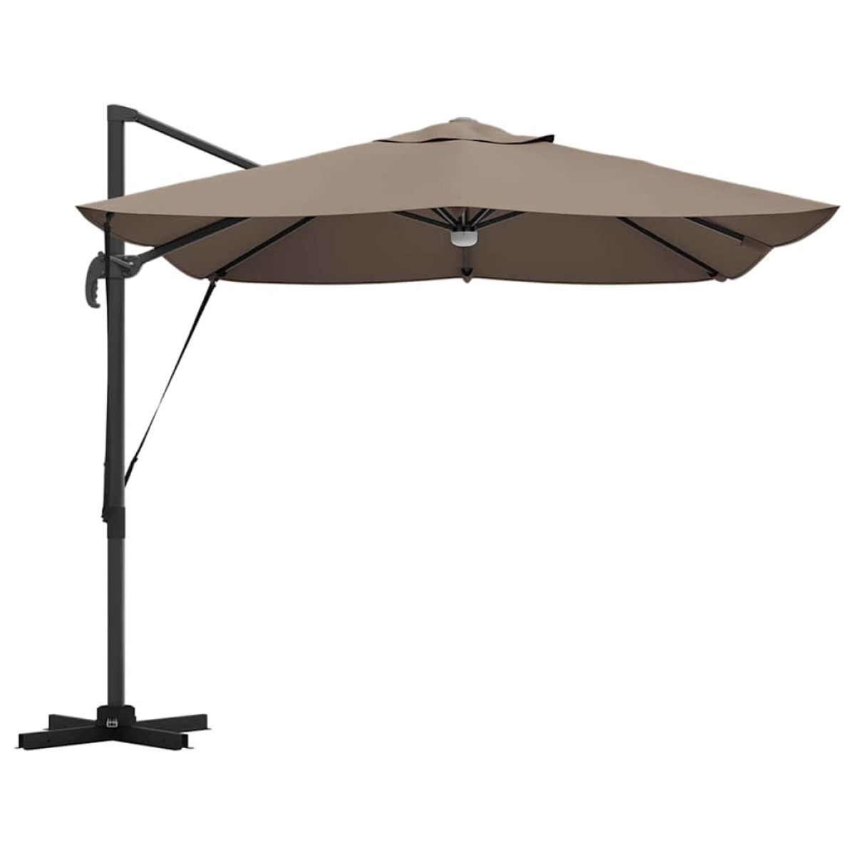 vidaXL Ομπρέλα ηλίου με φώτα λωρίδας LED Taupe 351 x 250 x 253 εκ