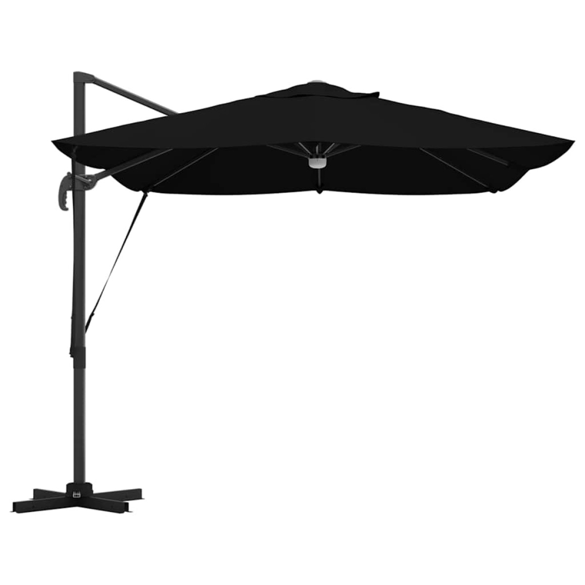 vidaXL Ομπρέλα ηλίου με φώτα λωρίδας LED Μαύρο 351 x 250 x 253 εκ