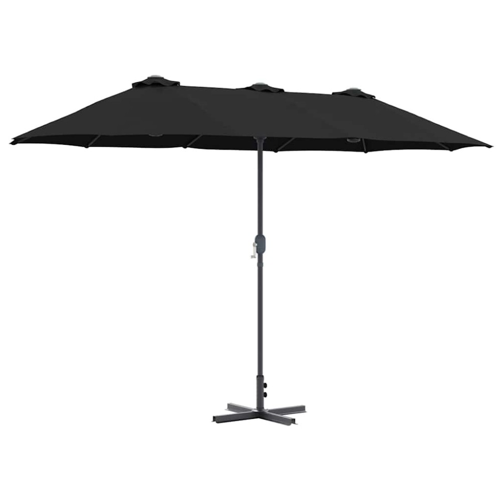 vidaXL Ομπρέλα Κήπου Μαύρο 370 x 197 x 239 εκ.