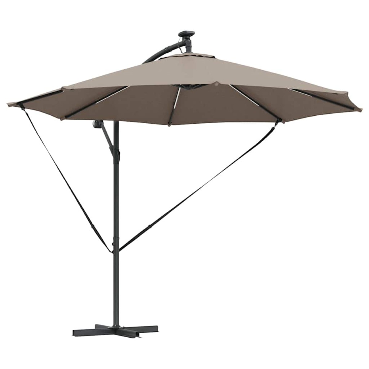 vidaXL Ομπρέλα ηλίου με φώτα λωρίδας LED Taupe 294 x 294 x 248 cm