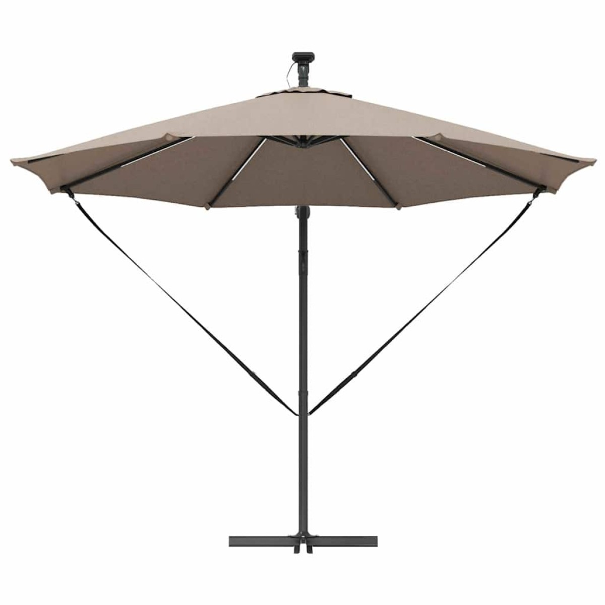 vidaXL Ομπρέλα ηλίου με φώτα λωρίδας LED Taupe 294 x 294 x 248 cm