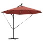 vidaXL Ομπρέλα ηλίου με φώτα λωρίδας LED Τερακότα 294 x 294 x 248 cm