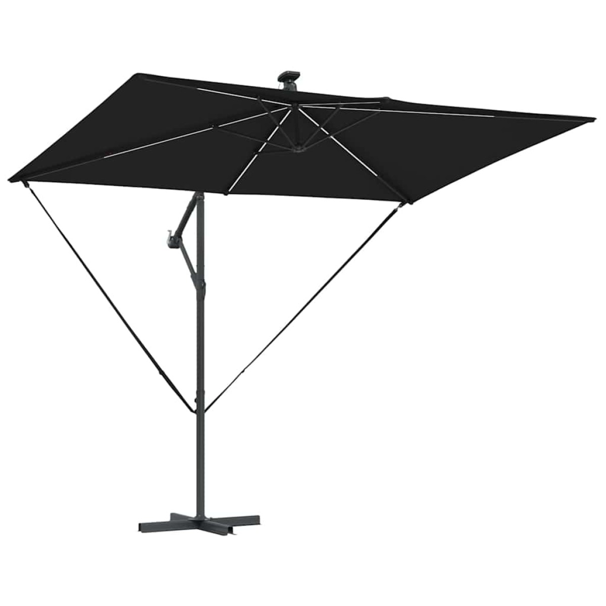 vidaXL Ομπρέλα ηλίου με φώτα λωρίδας LED Μαύρο 294 x 200 x 270 εκ
