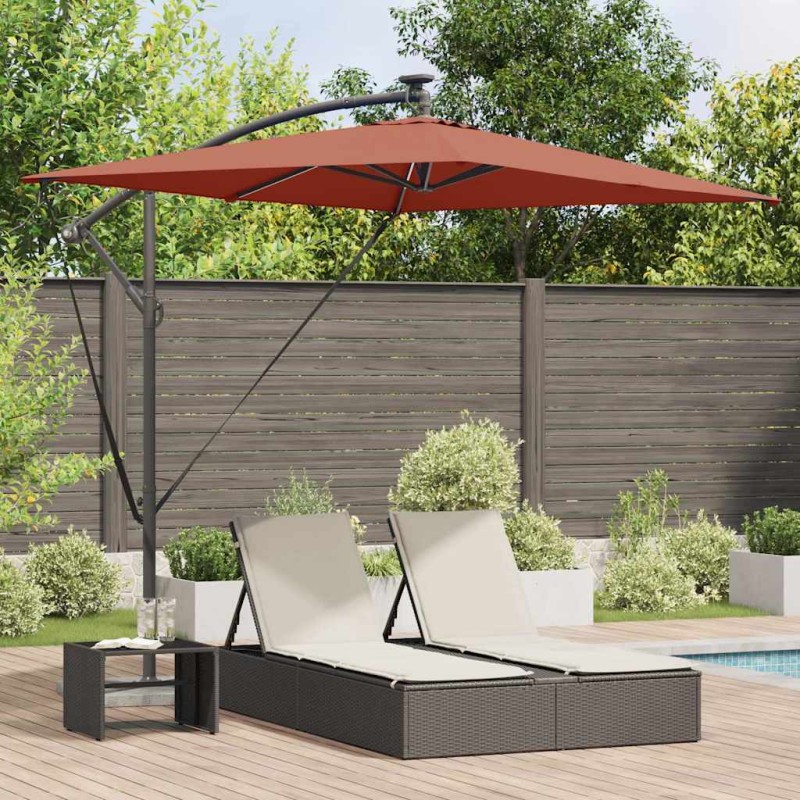vidaXL Ομπρέλα ηλίου με φώτα λωρίδας LED Τερακότα 294 x 200 x 270 εκ