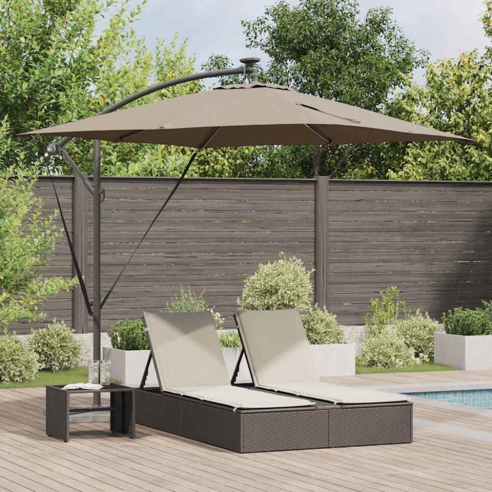 vidaXL Ομπρέλα ηλίου με LED ταινίες φωτός Taupe 249 x 249 x 250 εκ.