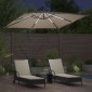 vidaXL Ομπρέλα ηλίου με LED ταινίες φωτός Taupe 249 x 249 x 250 εκ.